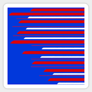 Lines white, red on blue Sticker